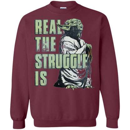 Film T-shirt Star Wars Yoda Real The Struggle Is Graphic Maroon