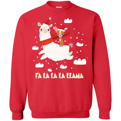 Fa La La La Llama With Chihuahua X-mas Gift Shirt Red