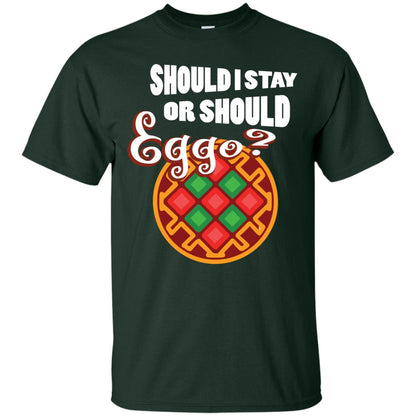 Waffle Lover T-shirt Should I Stay Or Should Eggo Forest Green