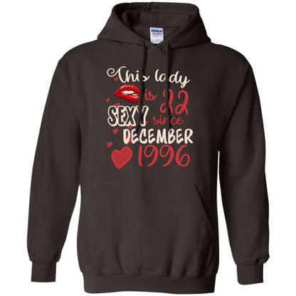 This Lady Is 22 Sexy Since December 1996 22nd Birthday Shirt For December Womens Dark Chocolate