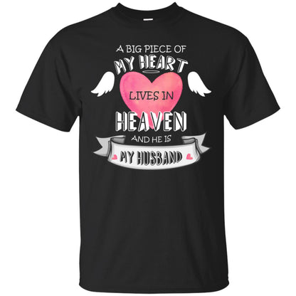 A Big Piece Of My Heart Lives In Heaven And He Is My Husband Shirt Black