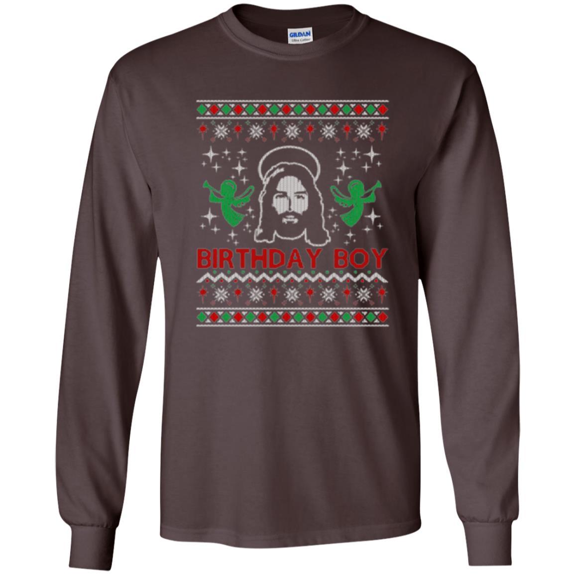 Christmas T-shirt Jesus Birthday Boy Ugly Christmas Sweater Dark Chocolate