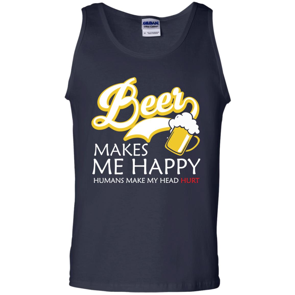 Beer Makes Me Happy Beer Lover T-shirt Navy