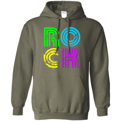 Bright Neon Colours Rock 80_s Retro Theme T-shirt Military Green