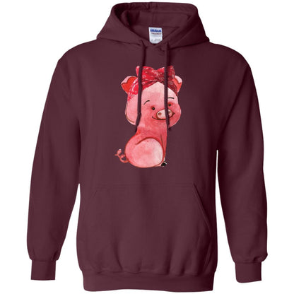 Pig Bandana Cute Pig Lovers Shirt For Girl And Women Maroon