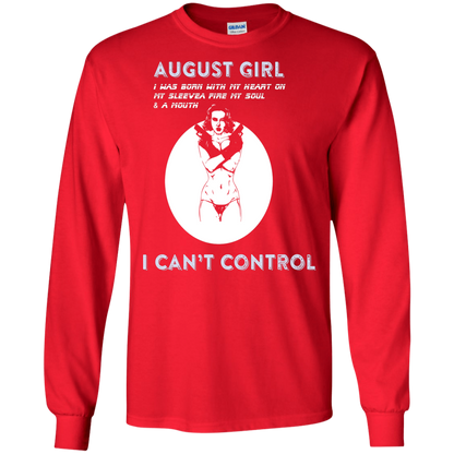 August Girl I Was Born With My Heart T-shirt Red