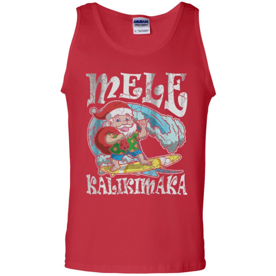 Christmas T-shirt Mele Kalikimaka Santa Hawaii Red