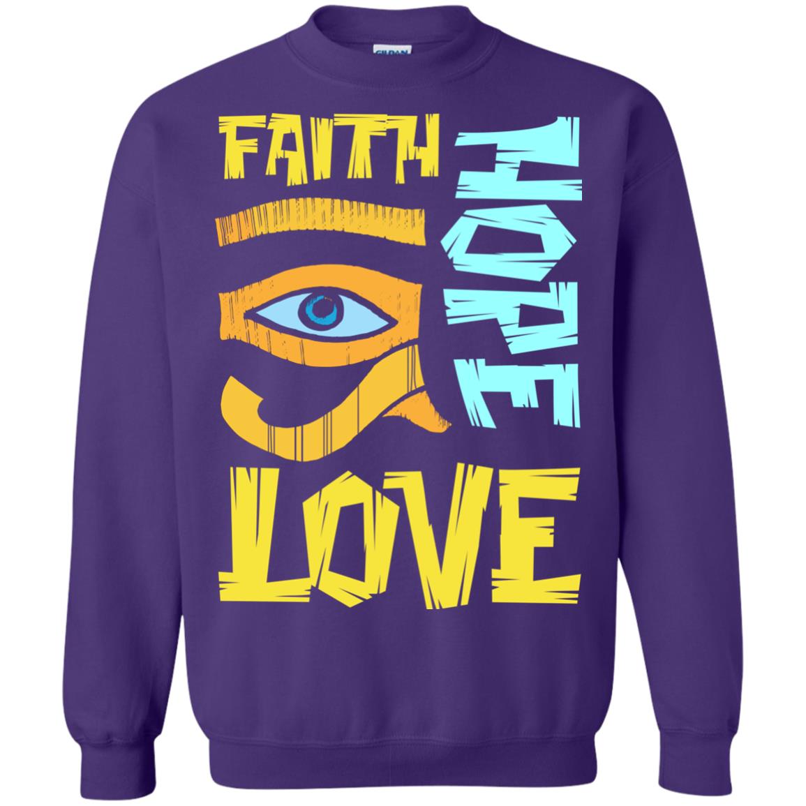 Faith Hope Love Christian T-shirt Purple