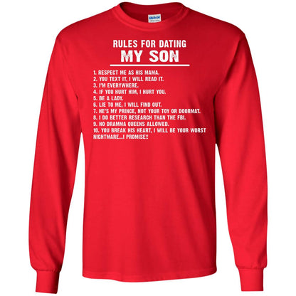 Rules For Dating My Son Daddy Shirt Red