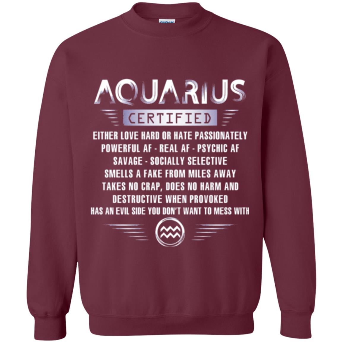 Aquarius Certified Either Love Hard T-shirt Maroon
