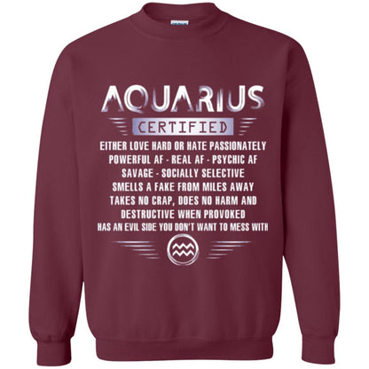 Aquarius Certified Either Love Hard T-shirt Maroon