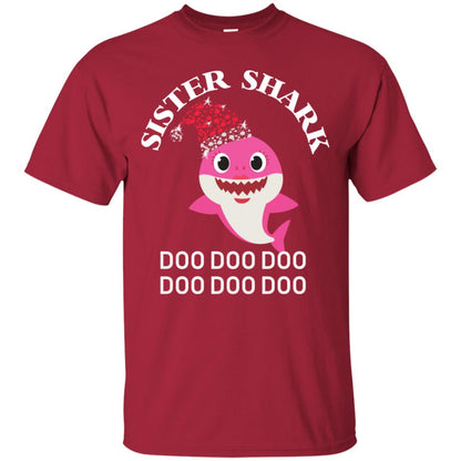 Sister Shark With Santa Claus Hat Merry X-mas Family Shark Gift Shirt Cardinal