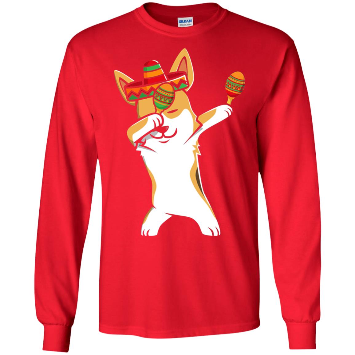 Dabbing Corgi Funny Cinco De Mayo T-shirt Red