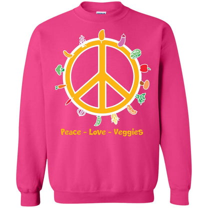 Vegetarian T-shirt Peace Love Veggies Heliconia