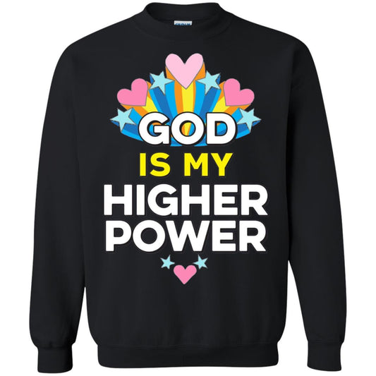 Funny Christian T-shirt God Is My Higher Power Hearts Stars Black
