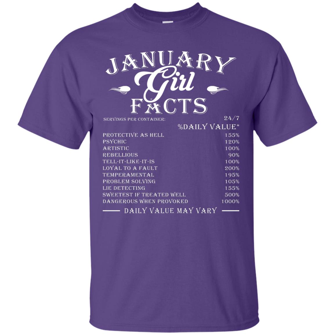 January Girl Facts Facts T-shirt Purple