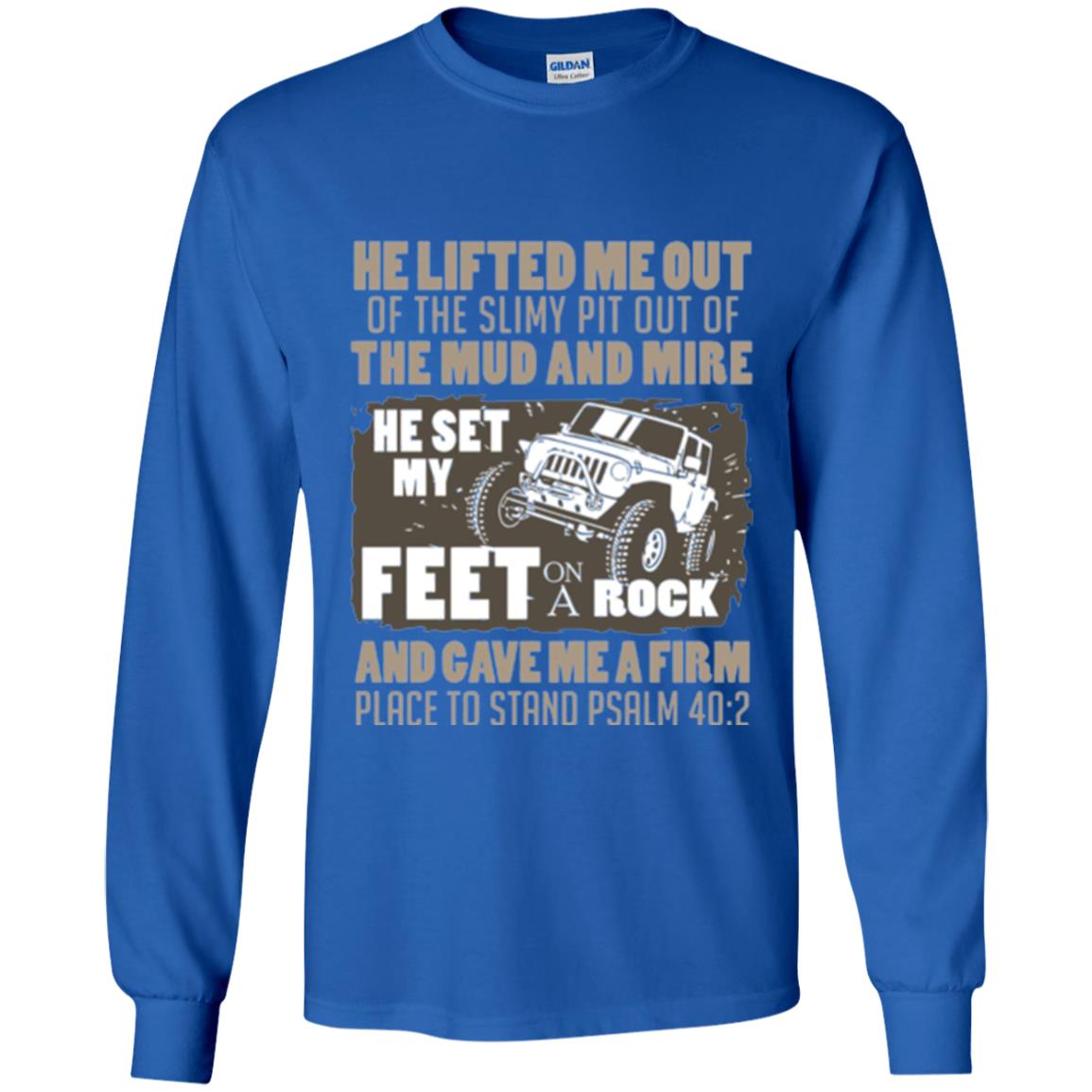 Christian T-shirt He Set My Feet On A Rock He Is My Jeep Royal