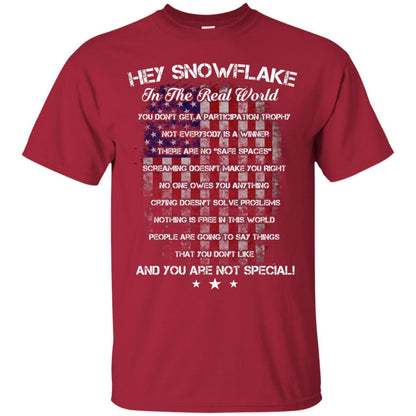 Hey Snowflake In The Real World You Don't Get A Participation Trophy Military T-shirt Cardinal