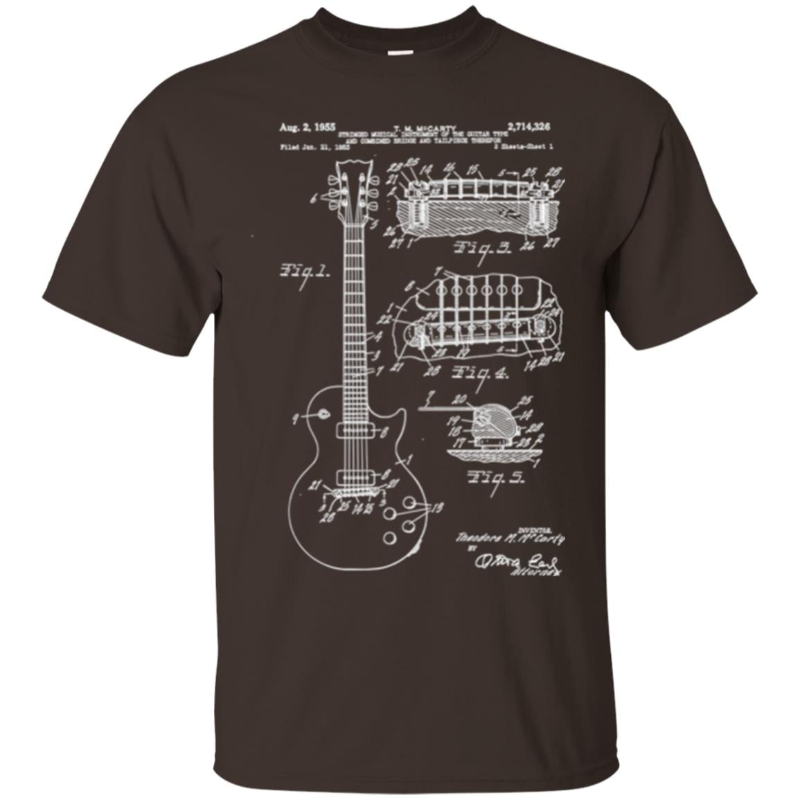 Guitar T-shirt Patent Print 1955 Dark Chocolate