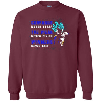 Cowards Never Start The Weak Never Finish Comic T-shirt Maroon