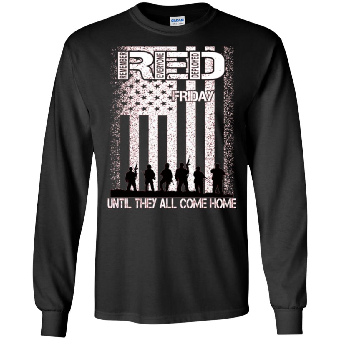 Red Friday Military T-shirt Untill They All Come Home Black