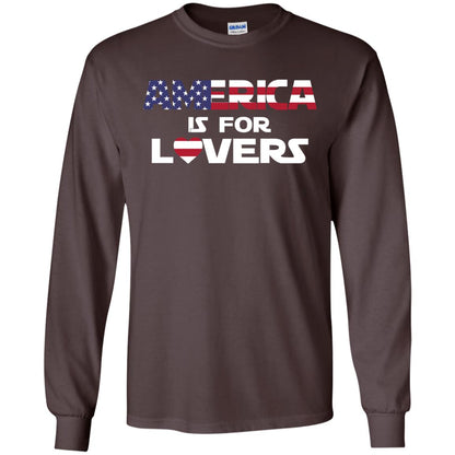 America Is For Lovers Flag Of United States Shirt Dark Chocolate