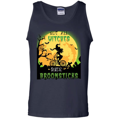 Not All Witches Ride Broomsticks Witches Ride A Bicycle Funny Halloween Shirt Navy