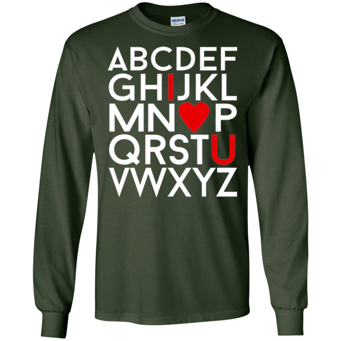 Happy Valentine_s Day Shirt, Alphabel I Love You Forest Green