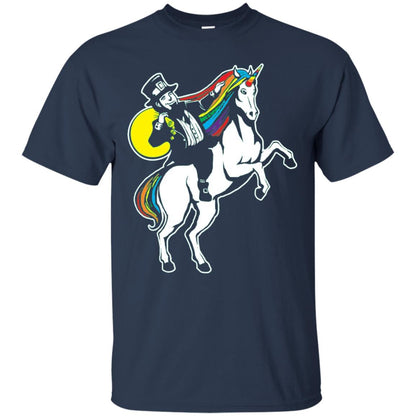 St Patrick Day Lepricorn Leprechaun Riding Unicorn T-shirt Navy