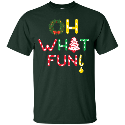 Christmas T-shirt Oh What Fun Forest Green