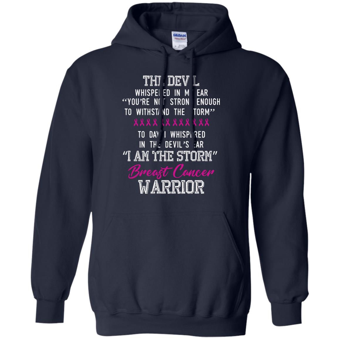 Breast Cancer Warrior T-shirt I Am The Storm Breast Cancer Warrior With Pink Ribbons Navy