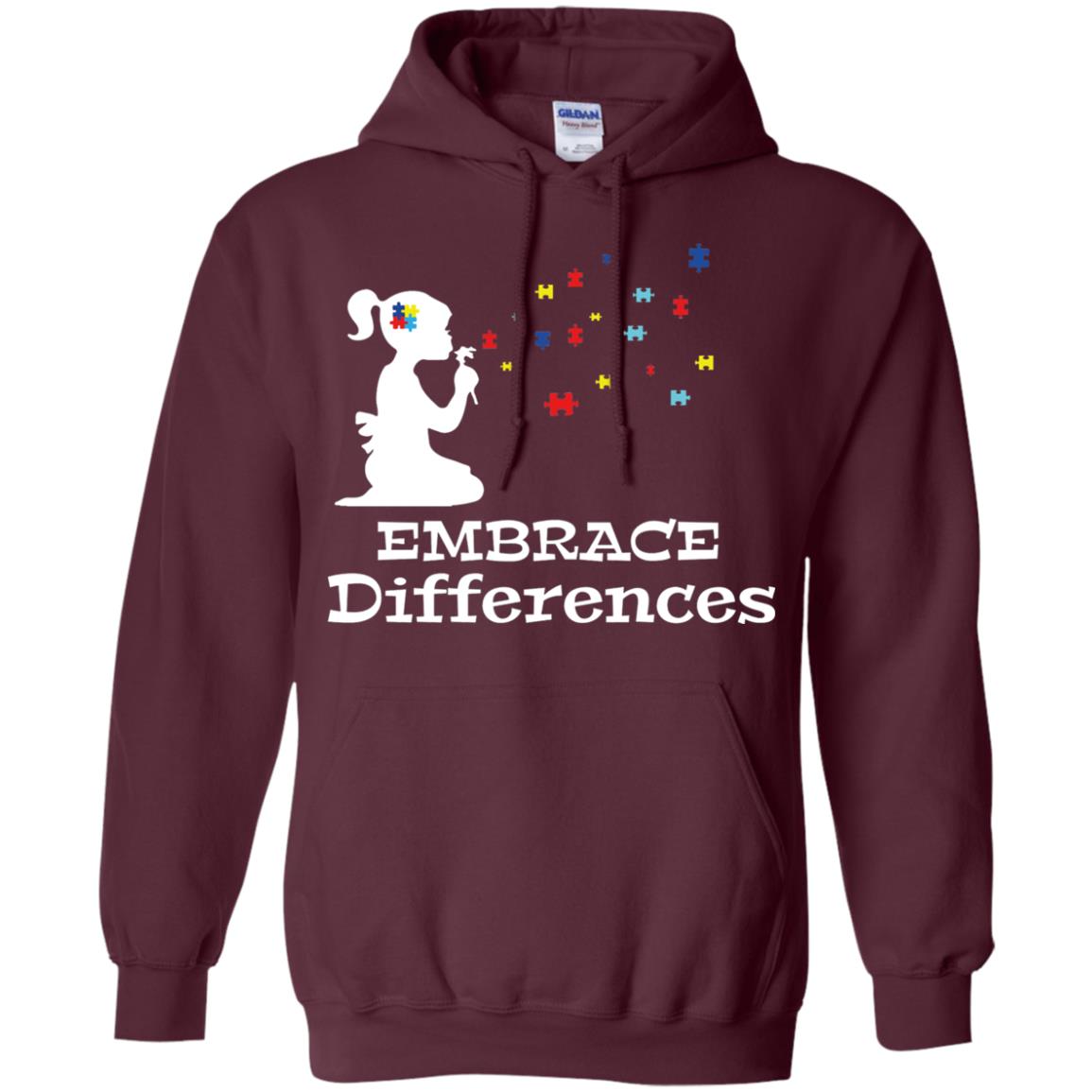 Embrace Differences Autism Awareness T-shirt Maroon