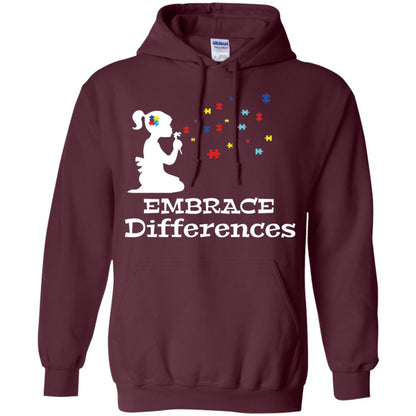 Embrace Differences Autism Awareness T-shirt Maroon