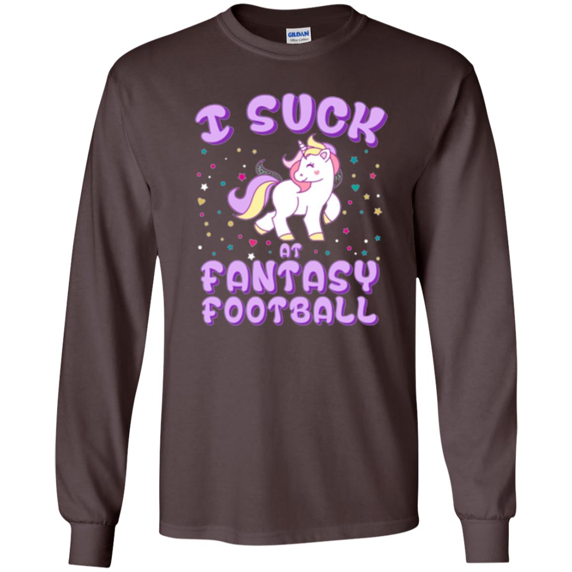 Unicorn Lovers T-shirt I Suck At Fantasy Football Dark Chocolate