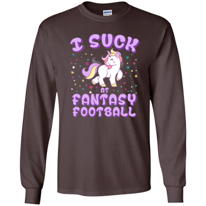 Unicorn Lovers T-shirt I Suck At Fantasy Football Dark Chocolate