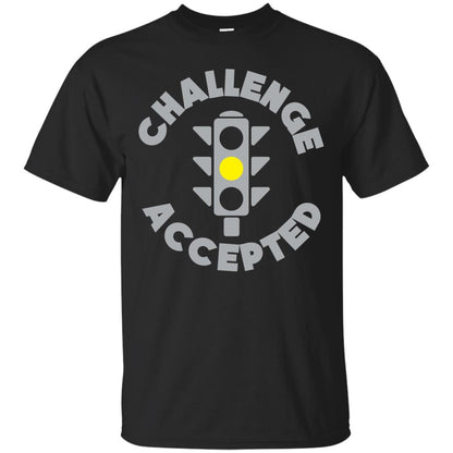 Funny Racing T-shirt Challenge Accepted Yellow Light Car Black