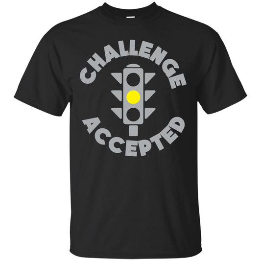 Funny Racing T-shirt Challenge Accepted Yellow Light Car Black