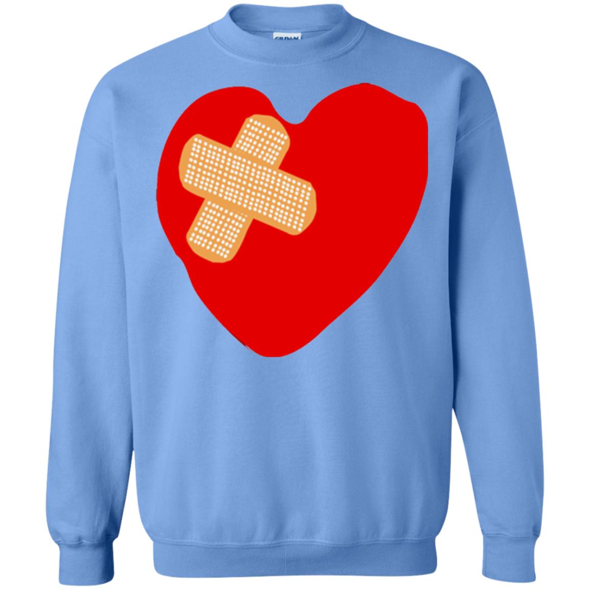 Funny Patched Up Heart Graphic T-shirt Carolina Blue