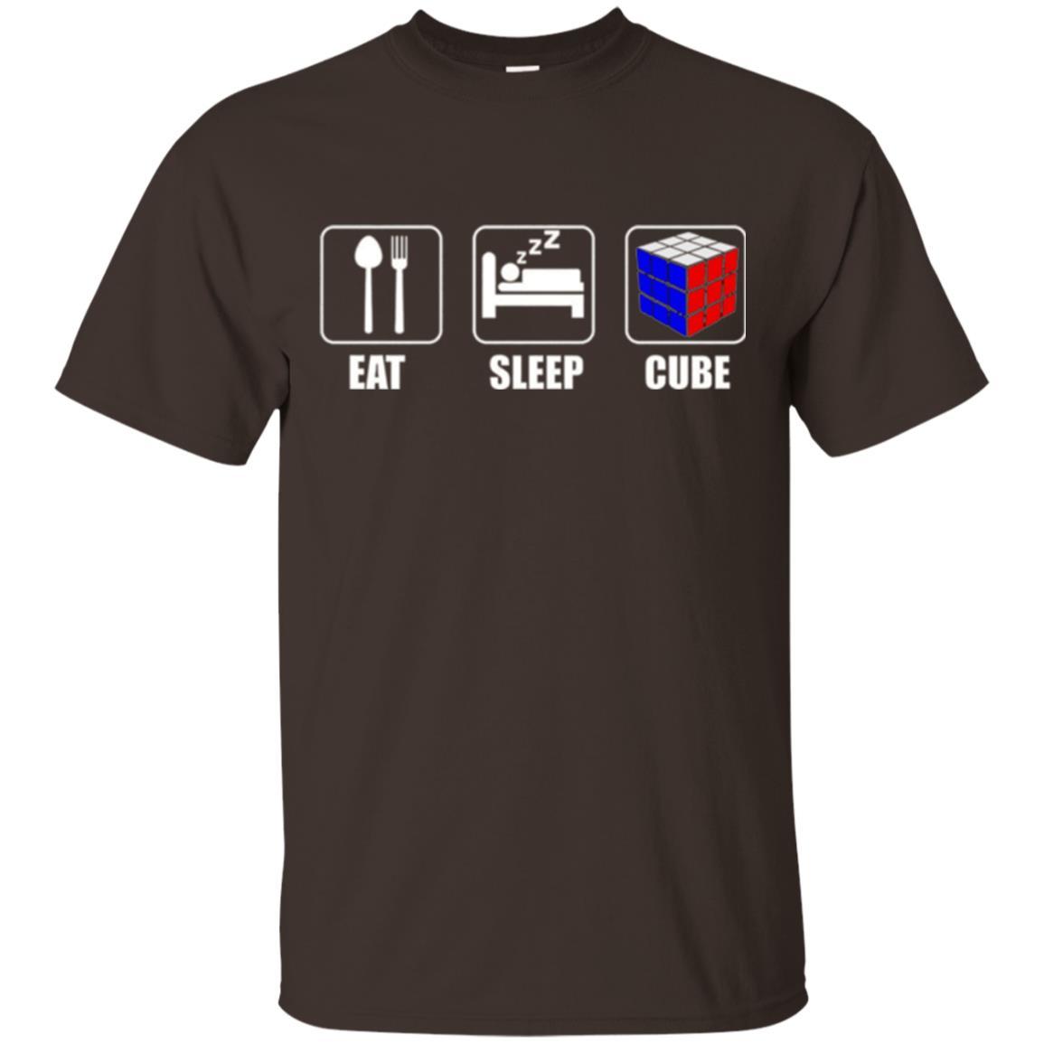 Rubik Lover T-shirt Eat Sleep Cube T-shirt Dark Chocolate