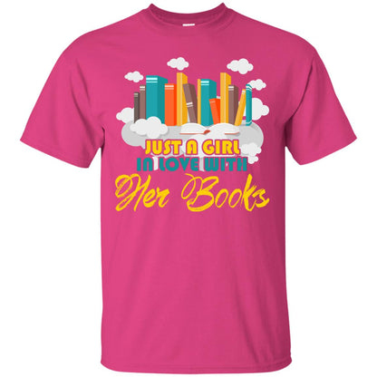 Just A Girl In Love With Her Books Bookworm Gift Shirt For Girls Heliconia
