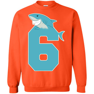 6th Birthday Shark Party ShirtG180 Gildan Crewneck Pullover Sweatshirt 8 oz.