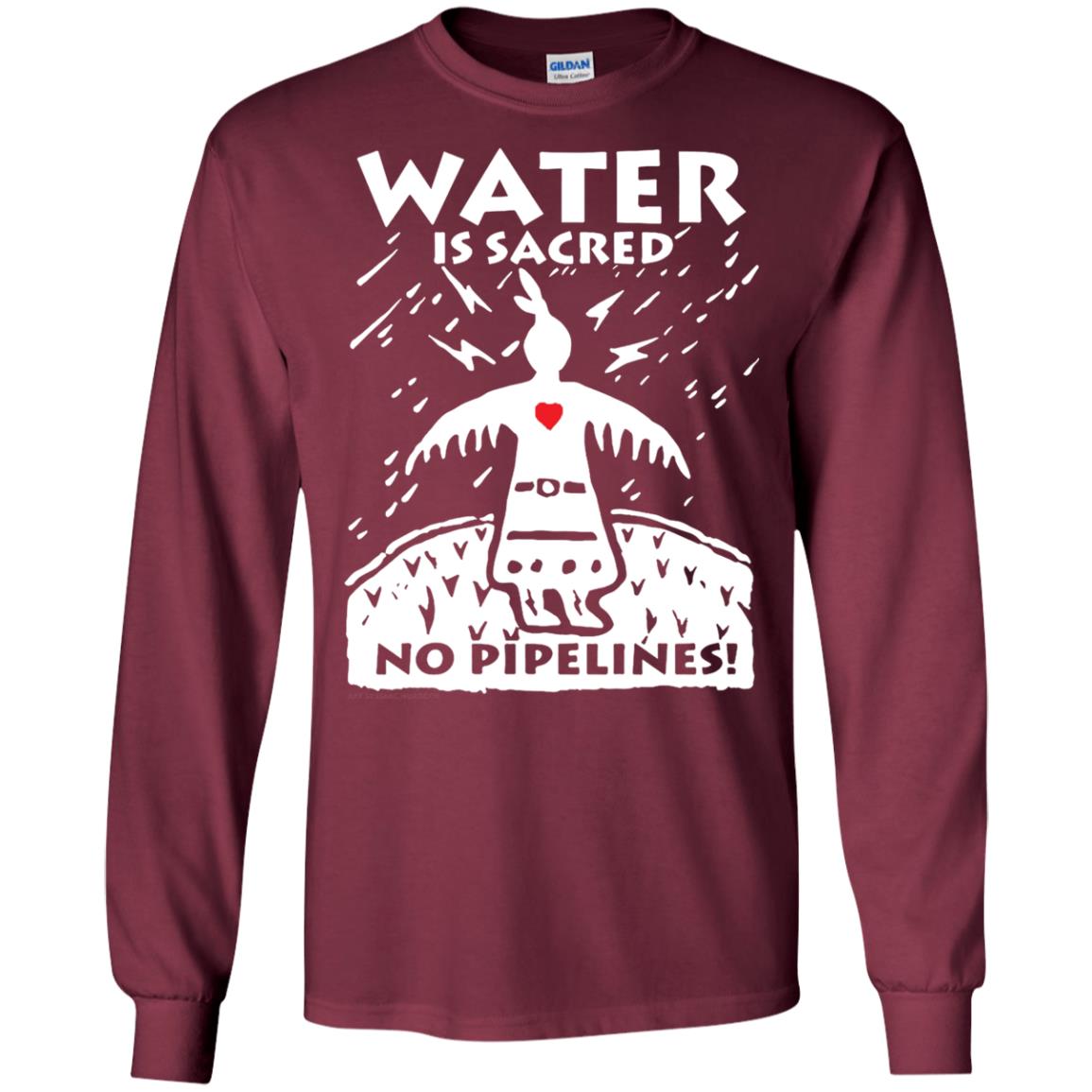 Water Is Sacred No Pipelines T-shirt Maroon