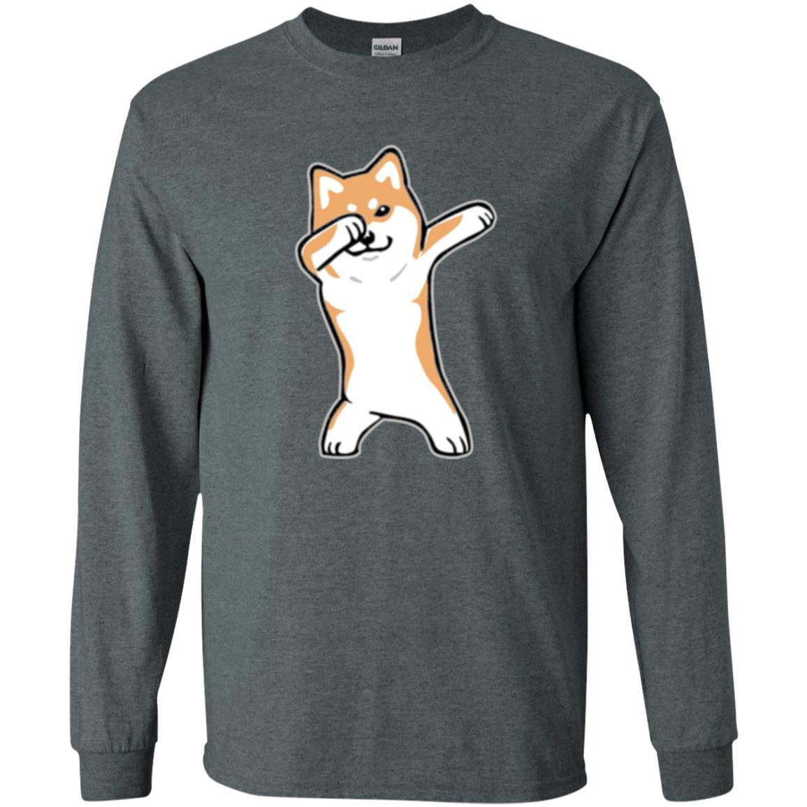 Dog Lover T-shirt Dabbing Shiba Inu Doge Dark Heather