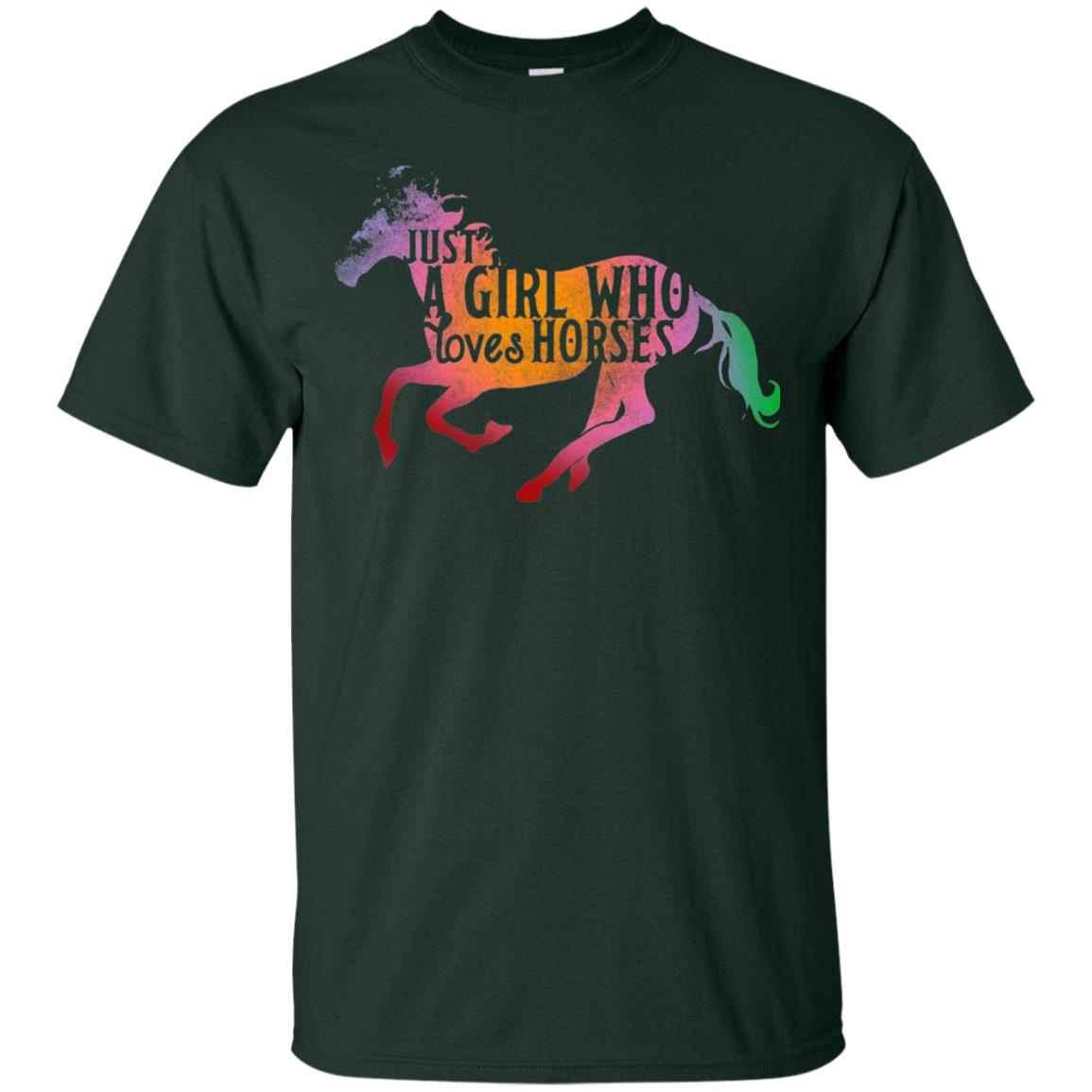 Just A Girl Who Loves Horses Equestrian T-shirt Forest