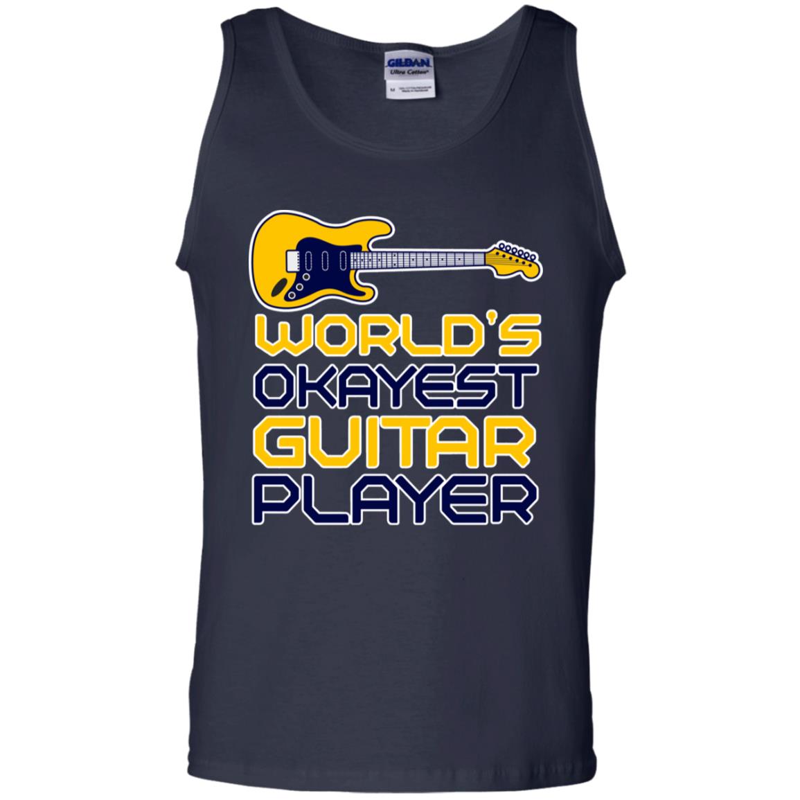 World's Okayest Guitar Player Gift Shirt For Guitarist Navy
