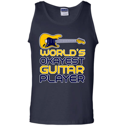 World's Okayest Guitar Player Gift Shirt For Guitarist Navy