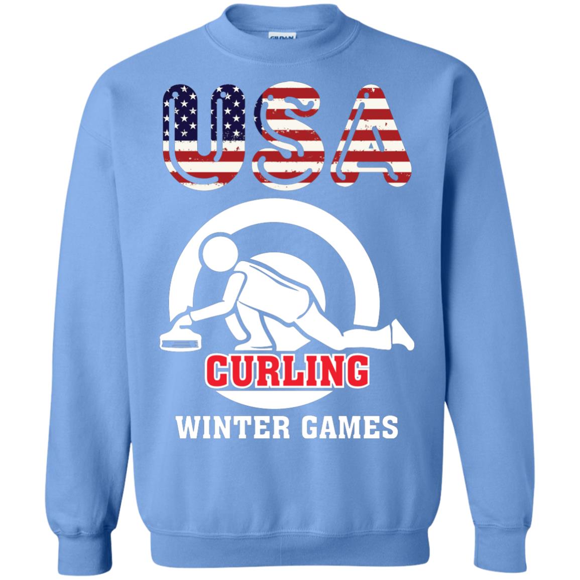 Usa Curling Winter Games Curling Lover T-shirt Carolina Blue