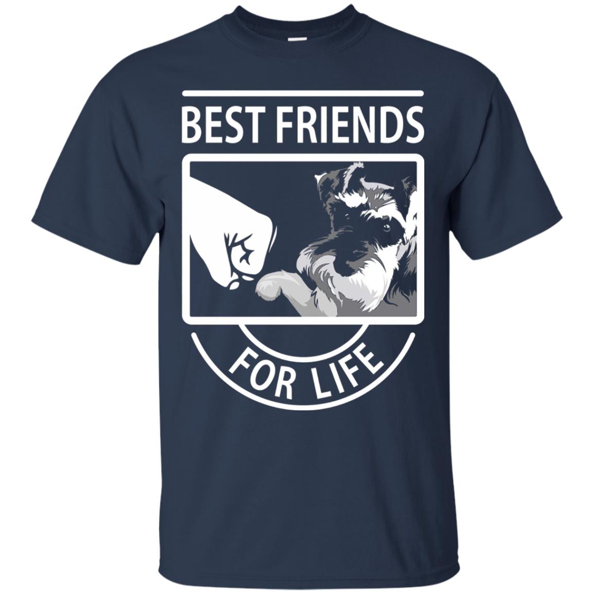 Schnauzer Best Friends For Life Dog Lover T-shirt Navy