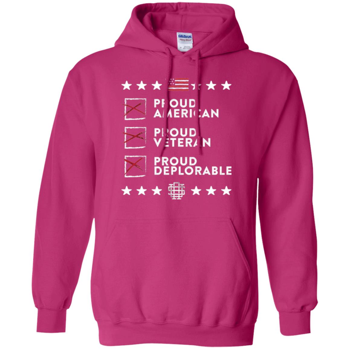 American T-shirt Proud American, Proud Veteran, Proud Deplorable Heliconia