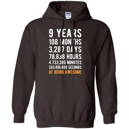 9th Birthday T-shirt 9 Years Old Being Awesome Dark Chocolate